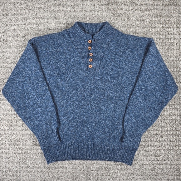 Pendleton Outdoorsman Sweater Mens 100% Virgin Wool Blue Size Large Henley - Picture 2 of 7